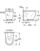 Pastatomas unitazas Grohe Essence Rimless, baltos spalvos