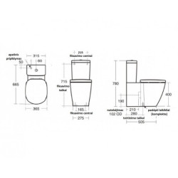 Pastatomas unitazas Ideal Standard Connect Vario, be bakelio