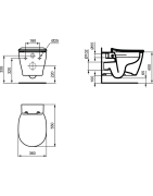Pakabinamas unitazas Ideal Standard Connect Rimless, be dangčio