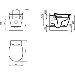 Pakabinamas unitazas Ideal Standard Connect Rimless, be dangčio