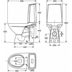 Pastatomas unitazas Ido Glow Rimfree, su dangčiu