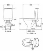 Pastatomas unitazas Ido Seven D, be dangčo, su bakeliu