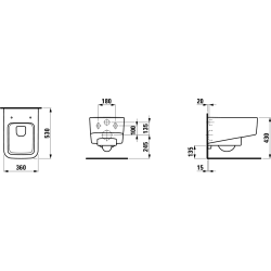 Pakabinamas unitazas Laufen Pro S Rimless, horizontaliu nuotaku