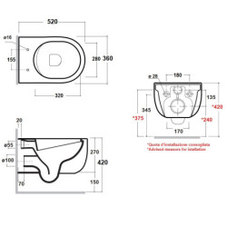 Pakabinamas unitazas Olympia Milady Rimless, baltos spalvos