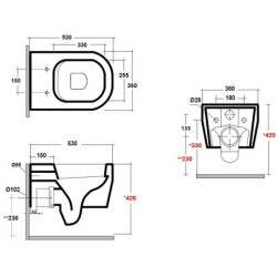 Pakabinamas unitazas Olympia Tutto-Evo Rimless, baltas