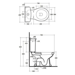 Pastatomas unitazas Olympia Impero, horizontaliu nuotaku