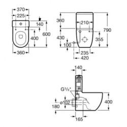 Unitazo bakelis Roca Meridian Compact, apatiniu pajungimu