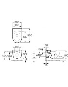 Pakabinamas unitazas Roca Meridian, horizontaliu vandens nuotaku