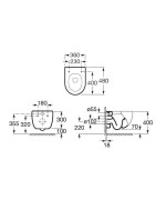 Pakabinamas unitazas Roca Meridian Compact, horizontaliu nuotaku