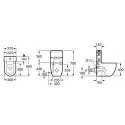 Pastatomas unitazas Roca Meridian Compact, universaliu nuotaku
