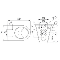 Pastatomas unitazas Sanela SLWN 03, nerūdijančio plieno