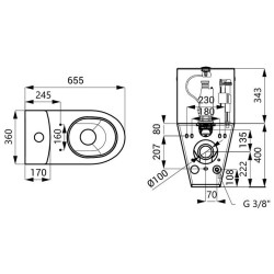 Pastatomas unitazas Sanela SLWN 15, nerūdijančio plieno