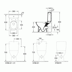 Pastatomas unitazas Villeroy&Boch O.Novo Compact, be dangčio