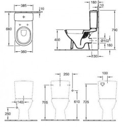 Pastatomas unitazas Villeroy&Boch O.Novo Rimless, be dangčio