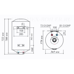 Elektrinis vandens šildytuvas Thermex Nova 50V Slim, pakabinamas
