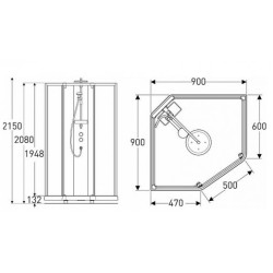 Dušo panelė Ido Showerama 10-5, su dušo maišytuvu