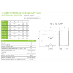 Elektrinis vandens šildytuvas Dražice TO - 15 IN, po prausykle
