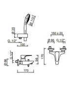 Vonios maišytuvas Giulini Lady 6401, su dušo komplektu