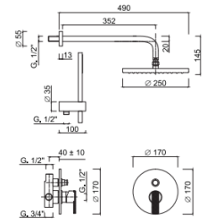 Potinkinė dušo sistema Giulini Deluxe - Surf
