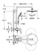 Dušo komplektas Grohe Euphoria 260, su maišytuvu ir diverteriu