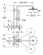 Dušo/vonios komplektas Grohe Rainshower 210, termostatinis