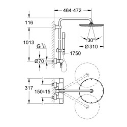Dušo komplektas Grohe Rainshower 310, su termostatiniu maišytuvu