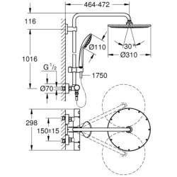 Dušo komplektas Grohe Euphoria XXL System 310, grafito spalvos