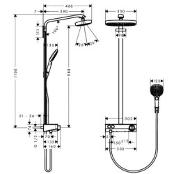 Dušo komplektas Hansgrohe Raindance E Showerpipe 300