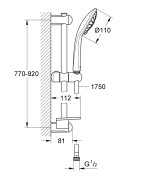 Dušo komplektas Grohe Euphoria 110, masažinis, plieno spalvos