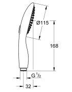Dušo galva Grohe Power&Soul 115, 2 srovių, chromas/balta
