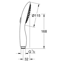 Dušo galva Grohe Power&Soul 115, 2 srovių, chromas/balta