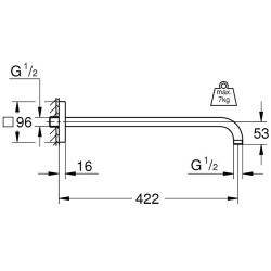 Dušo alkūnė Grohe Rainshower, galvai iš lubų, 422 mm