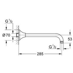 Dušo alkūnė Grohe Rainshower Grandera, galvai iš lubų, 285 mm
