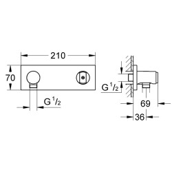 Komplektas Grohe Grohtherm F pajungti žarnelei, su laikikliu