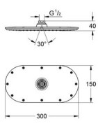 Dušo galva Grohe Rainshower Veris 300, 300x150 mm