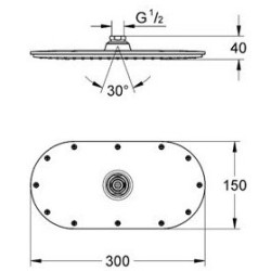 Dušo galva Grohe Rainshower Veris 300, 300x150 mm