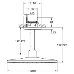 Dušo galva iš lubų Grohe Rainshower SmartActive 310, 310x310 mm