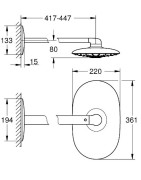 Dušo galva iš sienos Grohe Rainshower Duo 360, su 450 mm alkūne