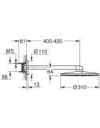 Dušo galva iš sienos Grohe Rainshower SmartActive 310, balta