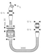 Paslėpto montavimo dušo laikiklis su žarna Hansgrohe