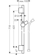 Dušo stovas Hansgrohe Unica S 65 cm, juodas, su žarna