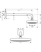 Dušo galva iš lubų Hansgrohe Raindance E 300, su 390 mm alkūne