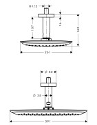 Dušo galva iš lubų Hansgrohe Pura Vida 400, su 100mm alkūne
