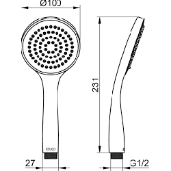 Dušo galvutė Keuco Ixmo Solo, rankiniam dušui, 100 mm