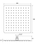 Dušo galvutė Ravak Chrome 982.00, kvadratinė, 300 mm