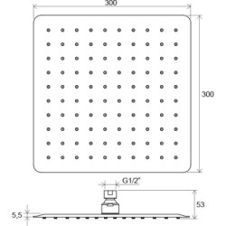 Dušo galvutė Ravak Chrome 982.00, kvadratinė, 300 mm