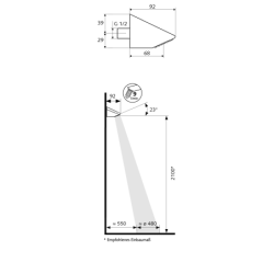 Potinkinė dušo galvutė Schell Linus, iš sienos, chromuota