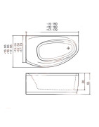 Vonia Balteco Eclipse 160x95 cm, su apdaila E16 (kairė)
