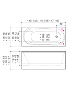 Vonia Balteco Modul 159x70 cm, su apdaila E2, be masažo