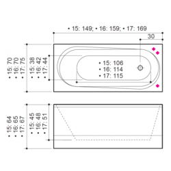 Vonia Balteco Modul 159x70 cm, su apdaila E2, be masažo